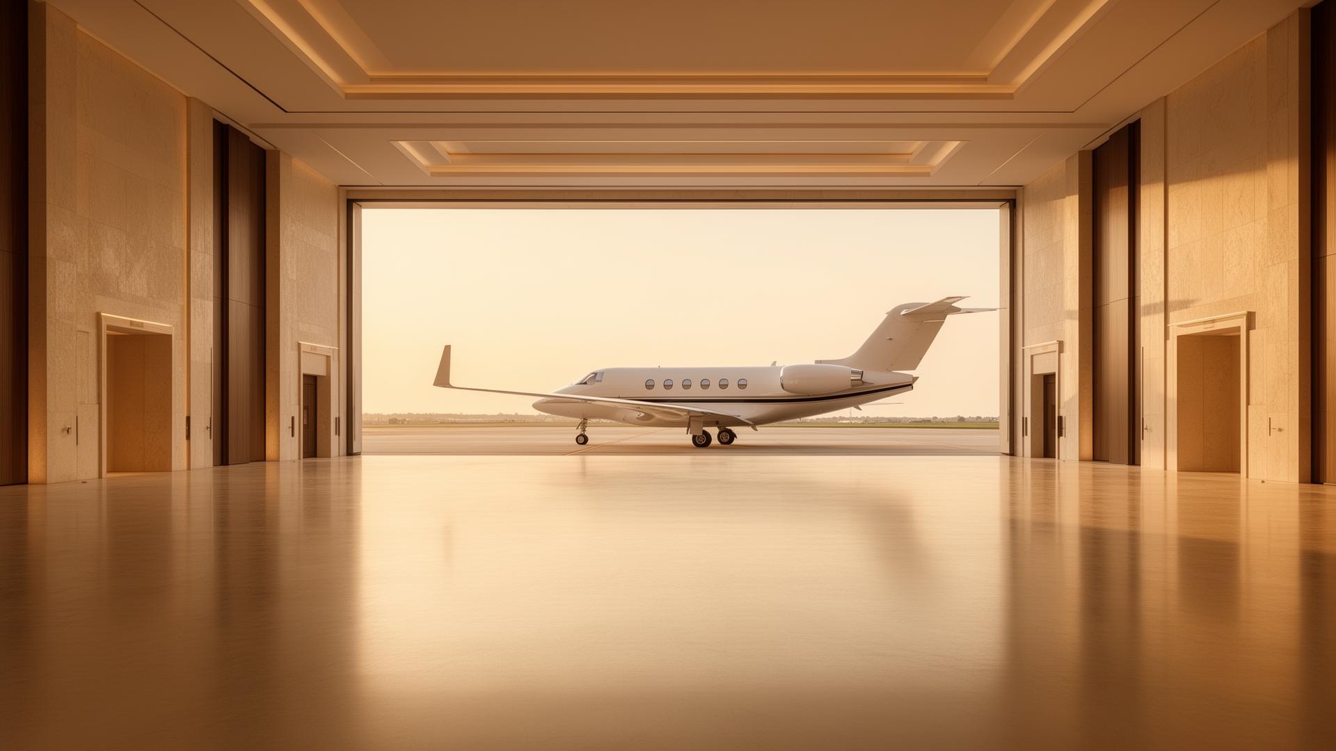 Private hangar at first light